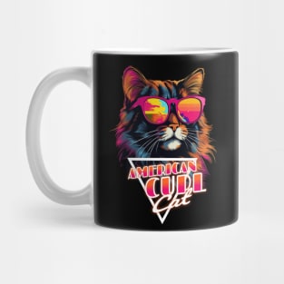 Retro Wave American Curl Cat Miami Shirt Mug